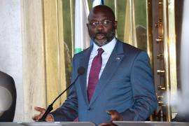 George Weah, în timpul unui discurs