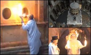 Momentul în care Lumina Sfântă s-a aprins în Biserica Mormântului Sfânt din Ierusalim (Video)