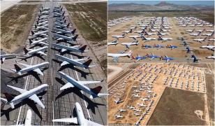 Cea mai mare parcare de avioane din lume e plină. Coronavirusul ține sute de aeronave la sol (video)