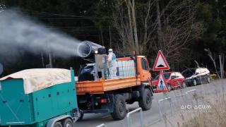 Dezinfecție făcută cu tunul de zăpadă la Sinaia