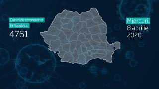Harta județelor cu bilanțul epidemiei de coronavirus în România pe 8 aprilie