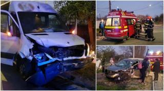 Un microbuz cu 18 pasageri s-a ciocnit cu o Dacie, la Bolintin Deal. În mașină se aflau 7 oameni