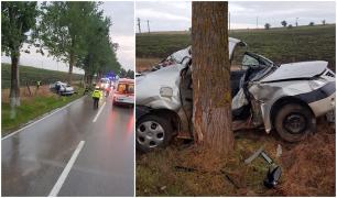 Accident mortal la Tulcea, după impactul unui Logan cu un copac. Tânără de 16 ani decedată, șoferul de 19 ani în stare gravă