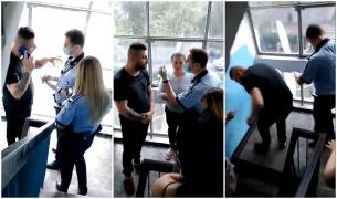 Scandalagiu calmat cu spray lacrimogen de un polițist, într-o scară de bloc din Galați: "Bă, cine ești tu?" (Video)