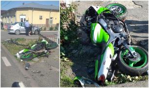 Motociclist spulberat de un șofer care nu i-a acordat prioritate, la Călărași