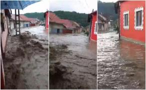 Puhoaie de apă în Oraviţa, oameni terifiaţi: "Doamne, Dumnezeule, cât e apa de mare, a luat maşina!" (Video)
