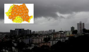 Codul portocaliu de vijelii, ploi și grindină, extins în aproape toată țara și prelungit până miercuri dimineață
