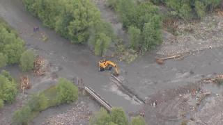 O echipă Observator a filmat din elicopter inundaţiile din Valea Jiului