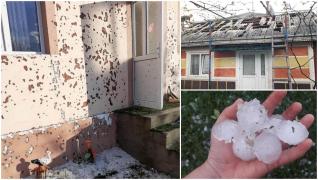 Grindina uriașă a făcut părăpăd la Dolhasca. Bucăţile mari de gheaţă au ciuruit casele oamenilor