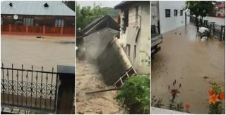 Viitura de pe versanți a inundat mai multe case în Săliște de Sus, Maramureș