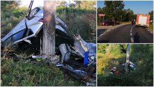 Accident cumplit la Feliceni, după ce a intrat cu viteză într-un stâlp