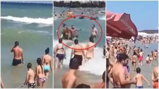 Tânăr luat la palme de tată, pe plaja din Eforie Nord, după ce a fost salvat de la înec