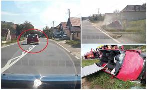 Accident la Slimnic, în Sibiu, filmat de o cameră de bord
