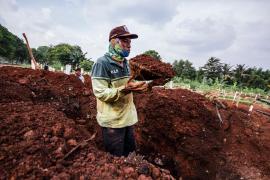 Indonezienii prinși fără mască, obligați să sape gropi pentru morții Covid-19