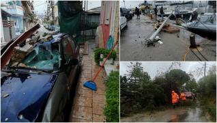 Maşini distruse, copaci căzuţi după ciclonul Ianos, în Grecia