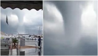 Trombă marina filmată în portul Ercole din Italia