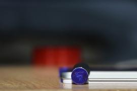 Ștampile predate cu tuș pe ele, la o secție de votare din Vrancea