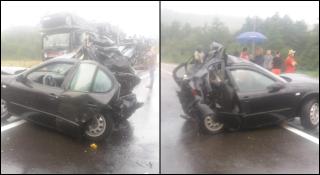 Doi morți într-o mașină strivită la impactul cu un camion, între Perșani și Codlea