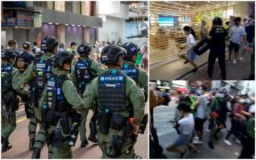 Fetiță de 12 ani, trântită la pământ și imobilizată de polițiști înarmați până în dinți, la Hong Kong