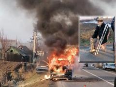 O mașină a luat foc în mers, la Vaslui