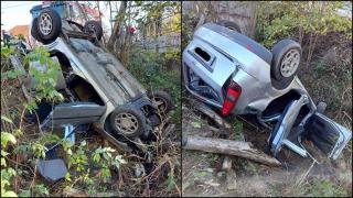 O femeie s-a răsturnat cu maşina într-o râpă, după ce a pierdut controlul volanului, în Bumbeşti Pitic