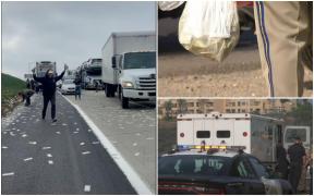 A plouat cu bani pe o autostradă din SUA. Motivul pentru care mii de dolari au zburat dintr-o mașină blindată