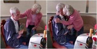 Cuplul a împărtășit un sărut și o îmbrățișare înainte de a fi tratat cu o masă romantică