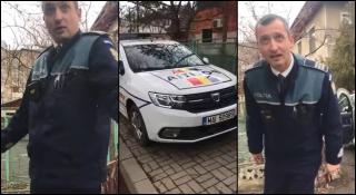 Polițist din Vaslui enervat la culme, după ce a fost luat la întrebări, cu mașina parcată pe trotuar. "De ce mă atingi? De trei ori femeie!"