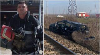 Florin a salvat vieţi, dar pe el nu l-a mai putut salva nimeni. Pompierul vrâncean a sfârşit în maşina zdrobită de tren, la Şişcani