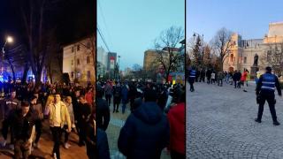 Imagini din timpul protestelor de aseară