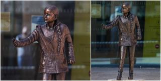 Universitatea din Winchester consideră că sculptura în mărime naturală a activistei de mediu este ''inspirațională''