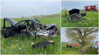 Tânăr mort în Prahova, într-un Audi zdrobit de un copac. Băiatul a rămas blocat în maşină, după impact