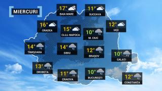 Hartă meteo pentru ziua de miercuri, 28 aprilie 2021
