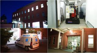 Colaj cu spitalul Colţea, o ambulanţă, unitatea de primiri urgenţe şi generatorul de curent