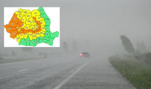 Coduri galben și portocaliu de ploi torențiale, grindină şi vijelii în mai bine de jumătate de ţară. Vreme severă în 27 de județe