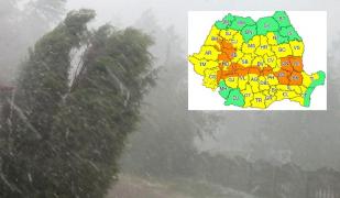 Alerte cod galben și portocaliu de vreme severă în aproape toată țara. Sunt vizate Capitala și 33 de județe