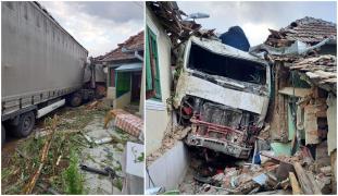 O familie din Mehedinţi s-a trezit cu TIR-ul în casă. Şoferul ar fi adomit la volan
