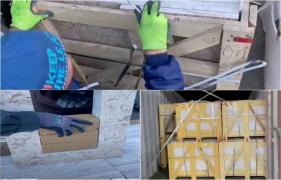 Momentul în care polițiștii găsesc pachetele de heroină, în Portul Constanța