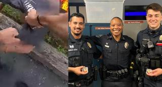 Doi polițiști texani au salvat, dintr-o camionetă cuprinsă de flăcări, un bărbat care leșinase - VIDEO