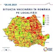 HARTĂ. Clasamenetul vaccinării în România. Topul este condus de o comună din Timiș
