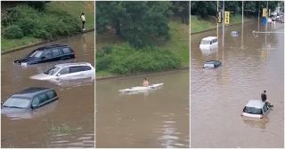 Maşini sub ape şi străzi transformate în râuri, după o ploaie torenţială la Ruse. Imagini fără precedent la vecinii bulgari - VIDEO