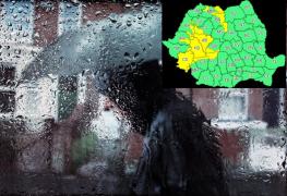 Avertizare meteo: Cod galben de ploi torenţiale, vijelii şi descărcări electrice, valabil până la ora 22.00