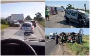 O şoferiţă de 70 de ani n-a văzut camionul venind din sens opus și a fost la un pas să provoace o tragedie, lângă Mizil. Video cu impactul
