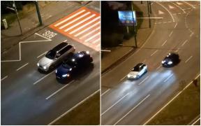Doi șoferi brașoveni, filmați în timp ce făceau "liniuțe" și foloseau trecerea de pietoni ca linie de start. Poliția a deschis un dosar penal
