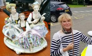 Bibelou de porţelan cu 3 fete în rochii