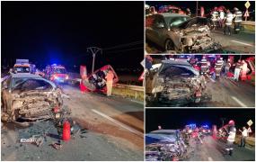 Impact fatal pe şosea: O femeie și un copil de 12 ani au murit, după ce Matizul în care se aflau s-a izbit de un Volkswagen Passat