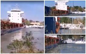 Accident în Delta Dunării: O navă străină a distrus trei ambarcațiuni de lux, după ce a rămas fără motor