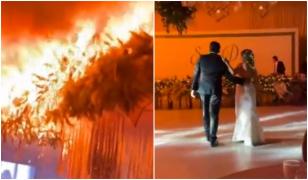 Artificiile de interior au provocat un incendiu uriaș chiar în timpul dansului mirilor, în Mexic