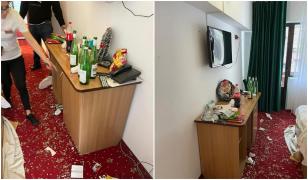 Cameră de hotel distrusă de turiști, în Slănic Moldova. Cameristele au găsit o mizerie de nedescris