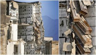 Sicrie suspendate în gol, după ce o clădire din cimitirul napoletan Poggioreale s-a prăbușit parțial. "Opriți acest dezastru!"